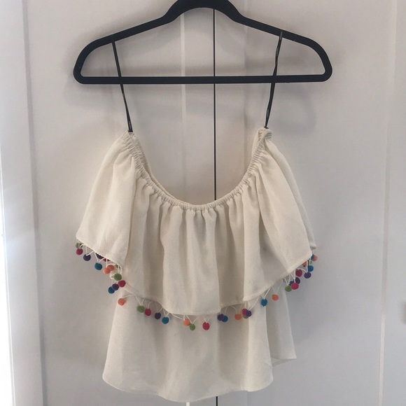 Forever 21 Tops - Off the shoulder Pom Pom shirt